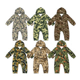 Preorder MOQ 5 pcs Each Style Hunting Camo Hoodie Zipper Baby Boys Romper
