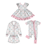 Preorder MOQ 5 pcs Each Style Easter Eggs Bows Pink Kids Matching Clothes