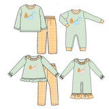 Preorder MOQ 5 pcs Each Style Fall Pumpkin Dinosaur Kids Matching Clothes