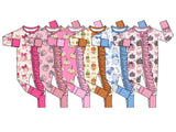 Preorder MOQ 5 pcs Each Style Fall Pumpkin Bows Baby Sleepers Romper