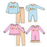 Preorder MOQ 5 pcs Each Style Fall Pumpkin Scarecrow Kids Matching Clothes