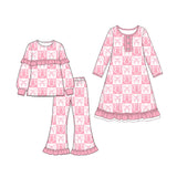 Preorder MOQ 5 pcs Each Style Baseball Love Print Pink Kids Matching Clothes