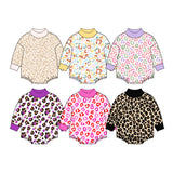 Preorder MOQ 5 pcs Each Style Colorful Leopard Mockneck Baby Bubble Romper Kids Matching Clothes