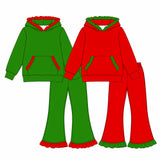 Preorder MOQ 5 pcs Each Color Ruffles Christmas Girls Hoodie Set-2026.8.22