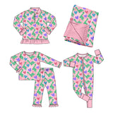 Preorder MOQ 5 pcs Each Style Valentine's Day Love Dinosaur Ruffles Pink Kids Matching Clothes