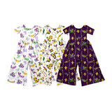 Preorder MOQ 5 pcs Each Style Mardi Gras Mask Girl's Jumpsuit Kids Matching Clothes
