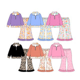Preorder MOQ 5 pcs Each Style Colorful Leopard Ruffle Kids Matching Clothes