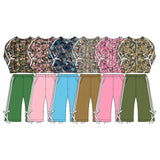 Preorder MOQ 5 Pcs Each Style Hunting Leaves Stripe Bows Girls Outfits