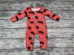 LR0342 Cow Orange Baby Zip Sleeper Romper Onesie