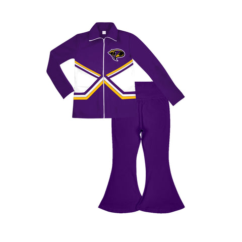 MOQ 5 pcs Custom style Team Purple Yoga Girl's Coat set