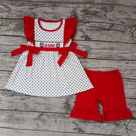 MOQ 8 pcs Custom Style GO DAWGS Girl Shorts Set