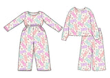 Preorder MOQ 5 pcs Each Style Easter Bunny Girl's Jumpsuit & Scallop Edge Set Kids Matching Clothes