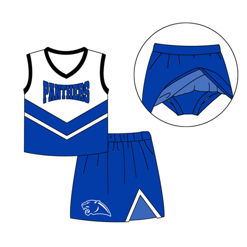 MOQ 5 pcs each style Custom Style PANTHERS Girls Skorts Set