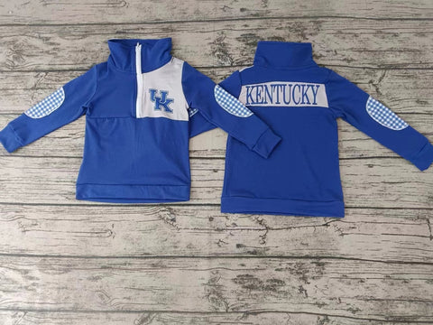 MOQ 3 pcs Custom Style UK KENTUCKY Print Pullover Ziper Shirt Top Boy