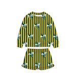 MOQ 5 pcs Custom Style School Team Mascot Stripe Kids Girls Shorts Set
