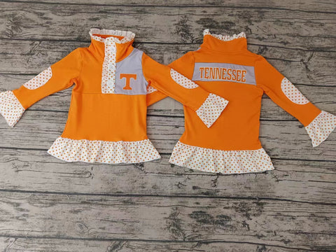 MOQ 3 pcs Custom Style TENNESSEE Print Pullover Ziper Shirt Top Girl