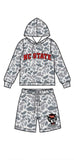 MOQ 5 pcs Custom Style School Team Camo Boy Hoodie Shorts Set