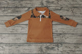 SALE BT0305 Hunting Camo Elk Zipper Pullover Boy Shirt Top
