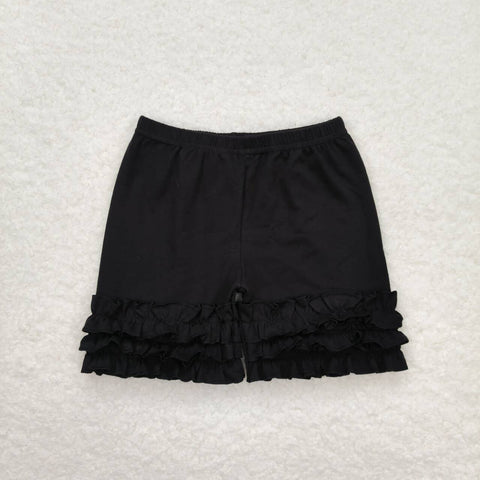 A16-3 Black Summer Solid Color Lace Bottoming Shorts Baby Girl's Shorts