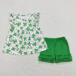 A5-21 St patrick Green Girl Shorts Set