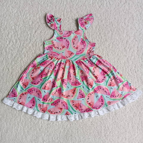 SALE A9-10 Watermelon Pink Girl Dress