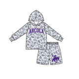 MOQ 5 pcs Custom Style School Team Camo Boy Hoodie Shorts Set