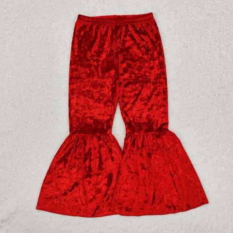 B3-11 Golden Velvet Red Flared Pants