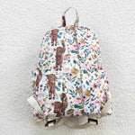 BA0007 Fashion Cow Pink Flower Backpack Bag