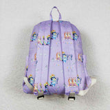 BA0058 Cartoon Purple Dog Backpack Bag