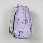 BA0058 Cartoon Purple Dog Backpack Bag