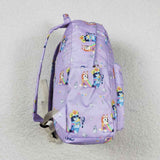 BA0058 Cartoon Purple Dog Backpack Bag