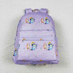 BA0058 Cartoon Purple Dog Backpack Bag