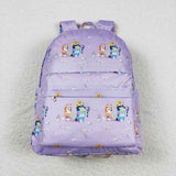 BA0058 Cartoon Purple Dog Backpack Bag