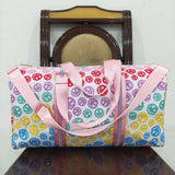 BA0068 Smiley Face Colorful Pink Duffle Bag