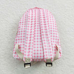 BA0086 Pink Ruffles Plaid Backpack Bag