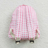 BA0086 Pink Ruffles Plaid Backpack Bag