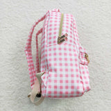 BA0086 Pink Ruffles Plaid Backpack Bag