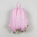 BA0086 Pink Ruffles Plaid Backpack Bag