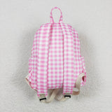 BA0086 Pink Ruffles Plaid Backpack Bag