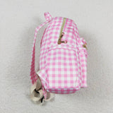 BA0086 Pink Ruffles Plaid Backpack Bag