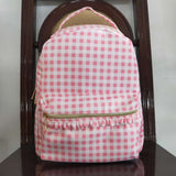 BA0086 Pink Ruffles Plaid Backpack Bag