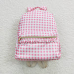 BA0086 Pink Ruffles Plaid Backpack Bag