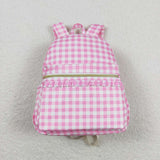 BA0086 Pink Ruffles Plaid Backpack Bag