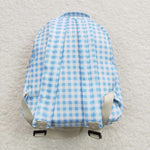 BA0087 Blue Plaid Backpack Bag