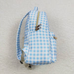 BA0087 Blue Plaid Backpack Bag