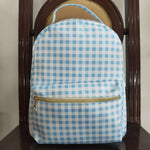 BA0087 Blue Plaid Backpack Bag