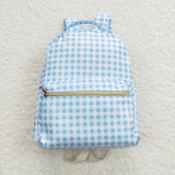 BA0087 Blue Plaid Backpack Bag