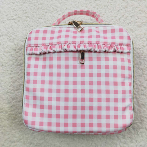 BA0088 Pink Ruffles Plaid Lunch Box Bag