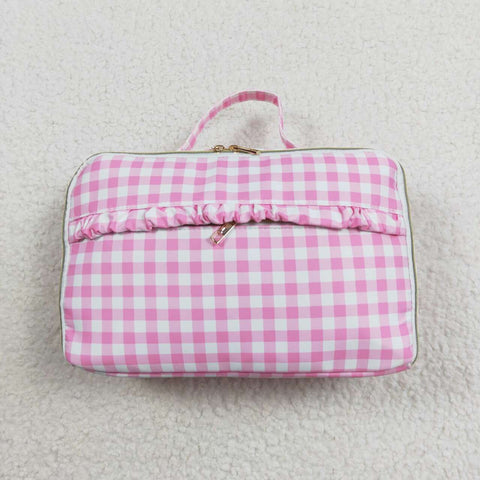 BA0088 Pink Ruffles Plaid Lunch Box Bag 12.2*8.3*3.2 inches