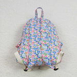 BA0098 Floral Flower Pink Backpack Bag